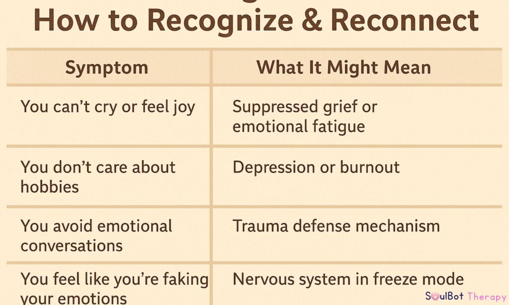 how to recognize your are feeling numb